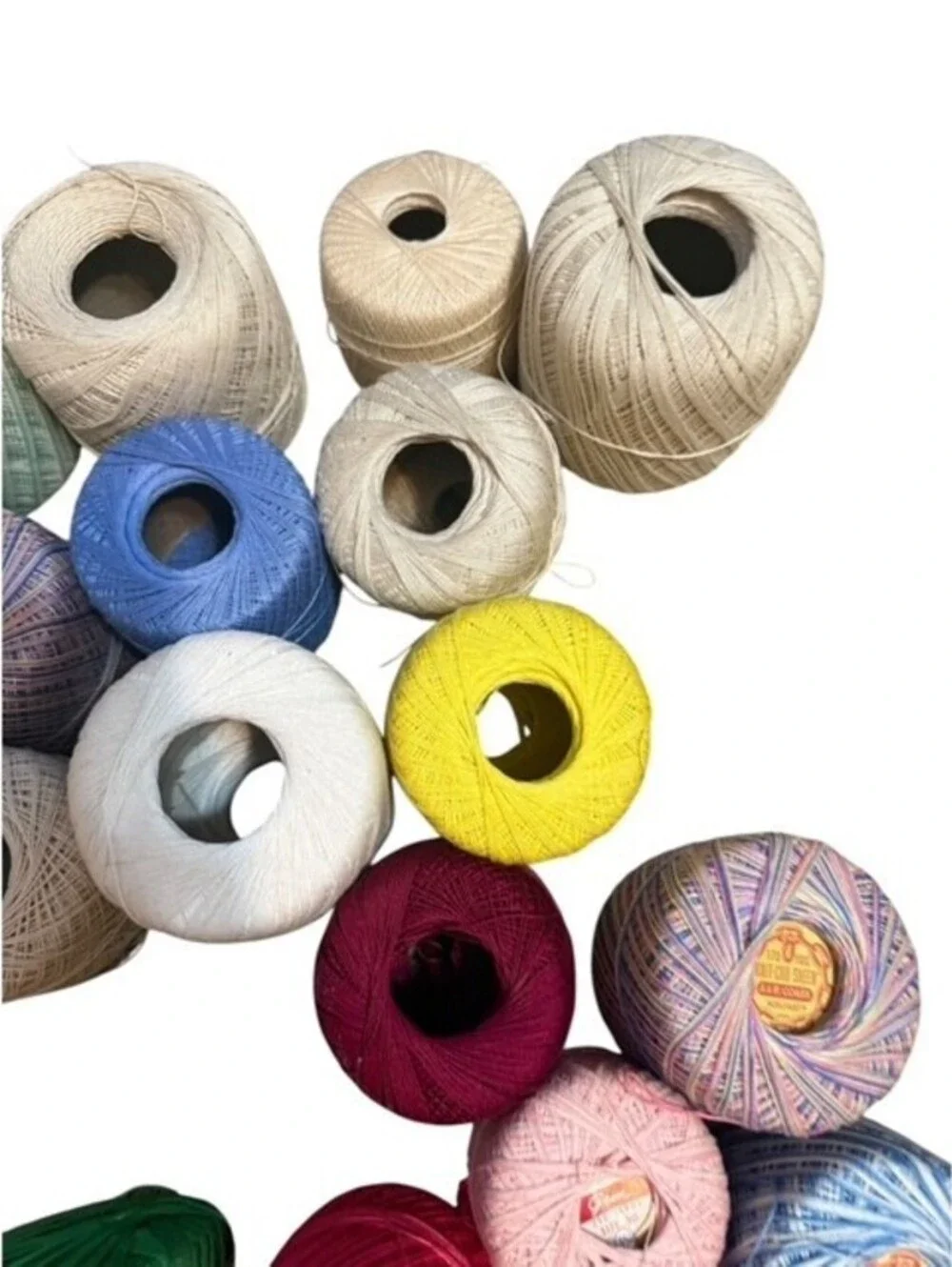 J&P Coats Knit-Cro-Sheen Cotton Crochet Thread Assorted Colors Lot